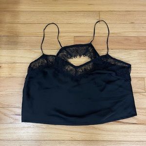 Intimately Free People Black Lace Cami Cropped Tank Top Sleeveless Small